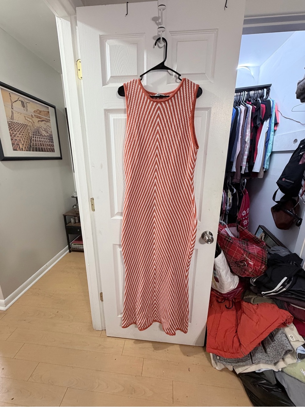 Fashion Nova 2X Orange Cream Chevron Knit Sleeveless Maxi Dress